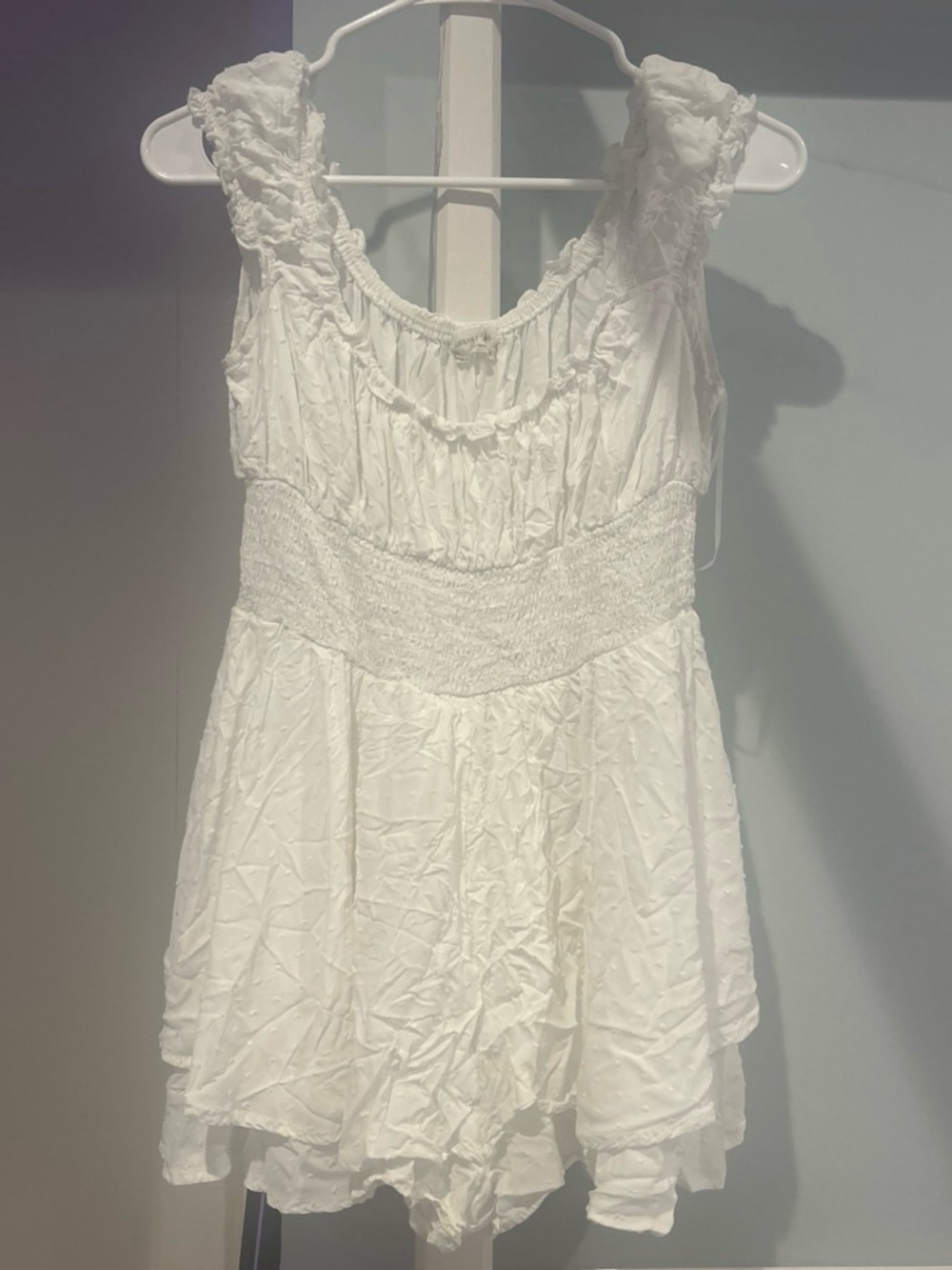 Urban Outfitters White Ruffle Chemise Slip